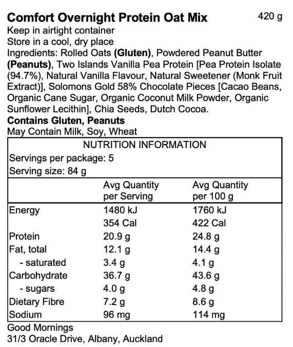 Good Mornings Comfort Peanut Butter & Chocolate Protein Oats