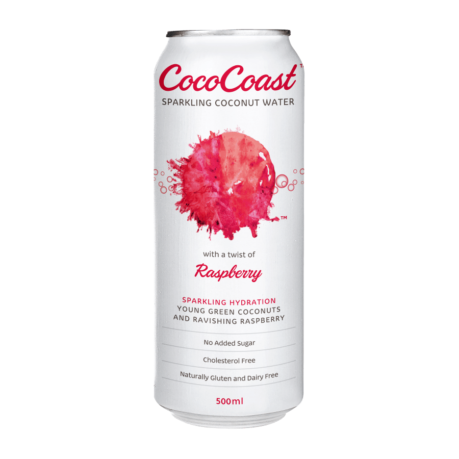 CocoCoast Sparkling Raspberry Coconut Water 500ml - Good Puddings