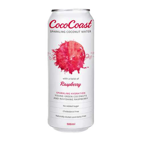 CocoCoast Sparkling Raspberry Coconut Water 500ml - Good Puddings