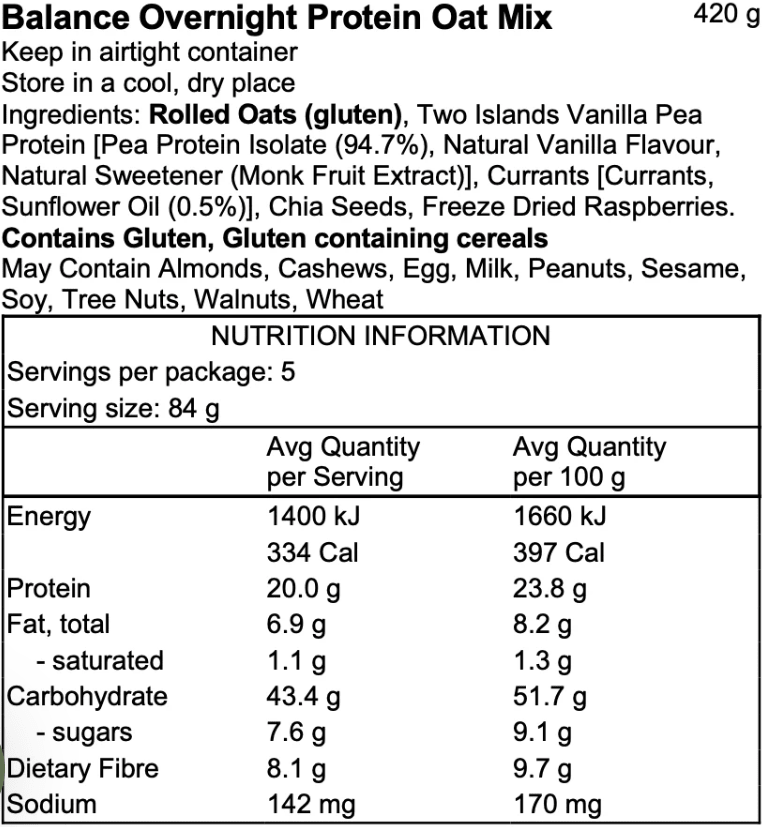 Good Mornings Balance Raspberry & Vanilla Overnight Oat Mix - Good Puddings