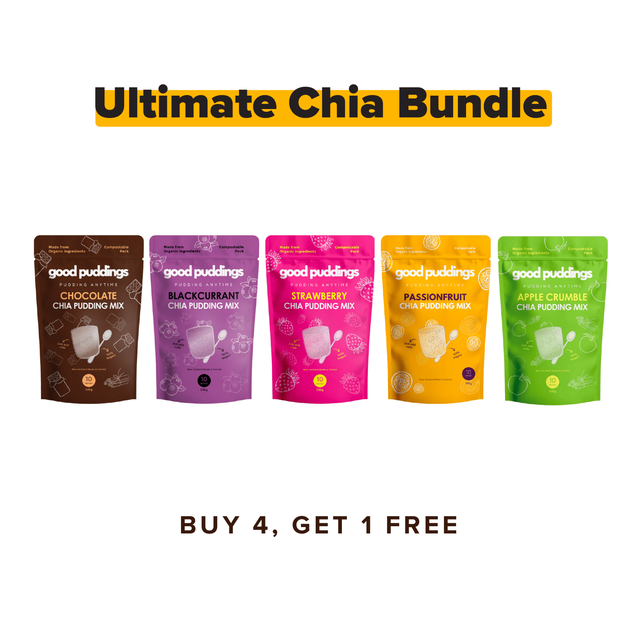 Ultimate Chia Bundle - Buy 4, Get 1 Free! - Good Puddings
