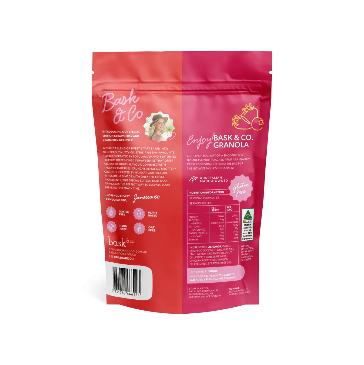 Bask & Co Strawberry & Cranberry Gluten Free Granola
